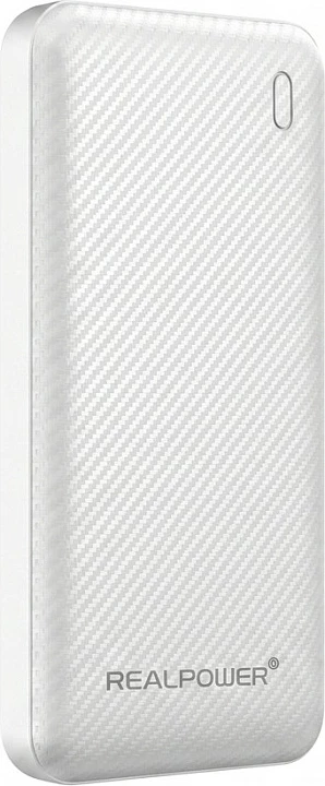 Powerbank Realpower PB-10000 Plus, 10000 mAh, 20W, 2x USB-A, 1x USB-C, e bardhë