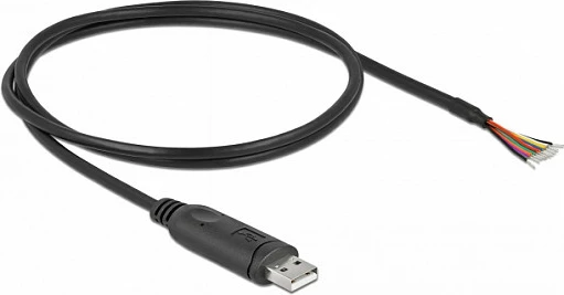 Kabllo adapter DeLOCK USB 2.0 Type-A në Serial RS-232, 1 m, 9 tela të hapur, e zezë