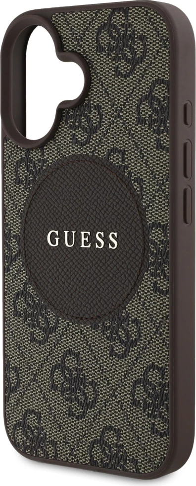 Mbështjellës Guess 4G Circle Classic Logo MagSafe për iPhone 16, Kafe