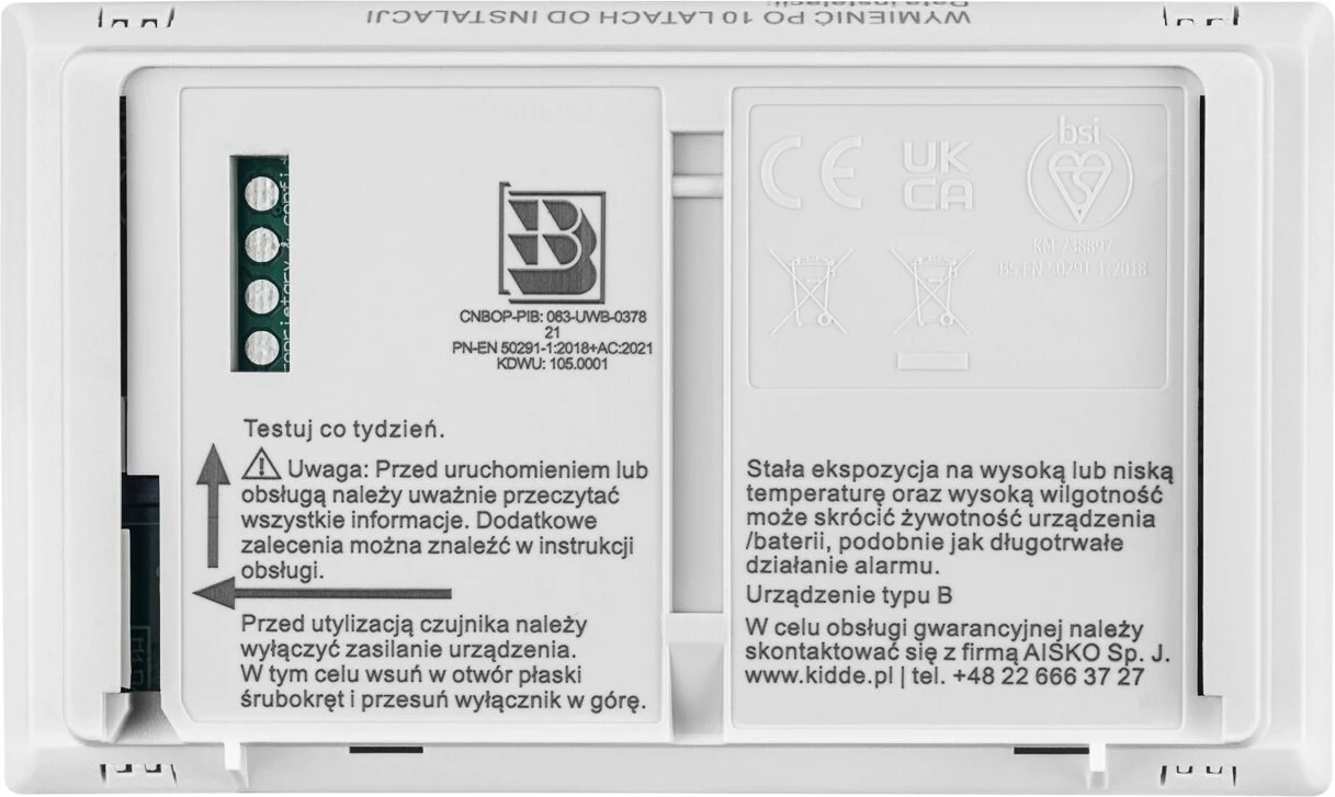 Detektor tymi dhe monoksidi karboni Kidde K10LLCO, i bardhë