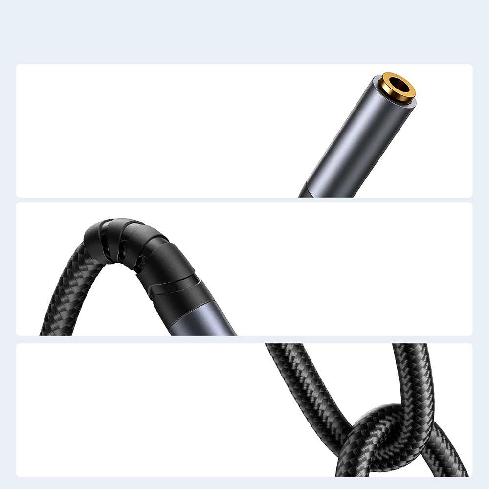 Kabllo audio AUX Joyroom SY-A09, 1.2m, mini jack 3.5mm mashkull-femër, e zezë