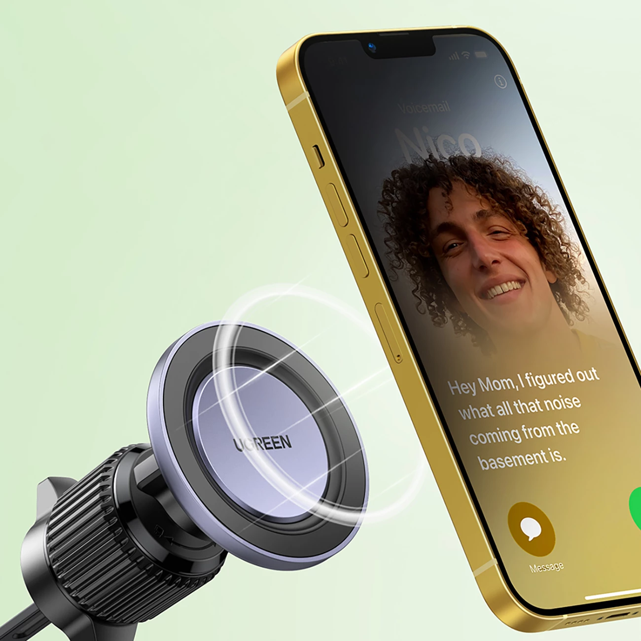 Mbajtës magnetik për celular Ugreen LP428 për ventilator të makinës, i zi