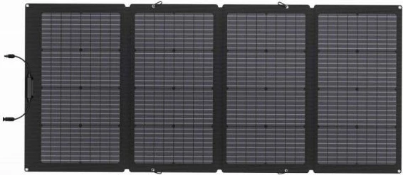 Panel solar portativ bifacial EcoFlow 220W (220W/155W), IP68, MC4, 82×182 cm, me çantë + 4 grepa, e zezë