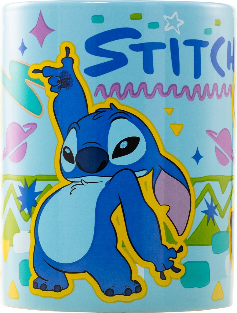 Filxhan Pyramid Lilo & Stitch "Stitch Face" 440 ml, me mbulesë fuzzy të heqshme, kaltër e çelët