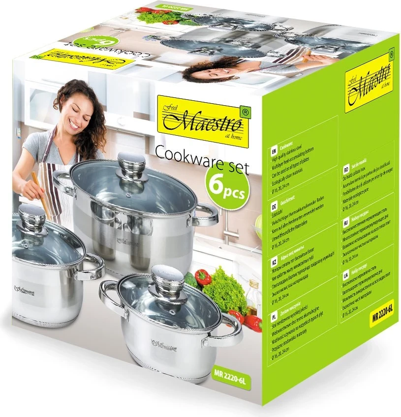 Set i tenxhereve Maestro MR-2220-6L, ngjyrë argjendi
