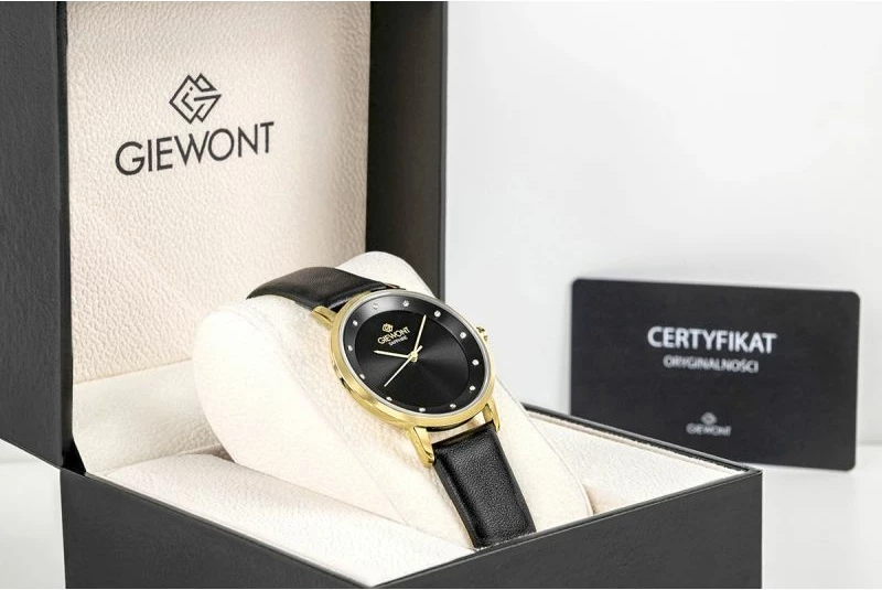 Orë dore femra Giewont GW4130-A4, e zezë dhe e artë, set