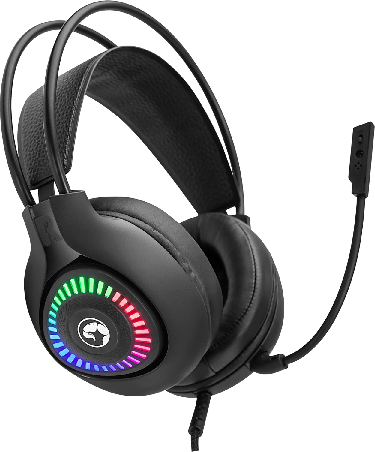 Kufje gaming Marvo H8325, wired USB 2.0, RGB, stereo, me mikrofon, zezë