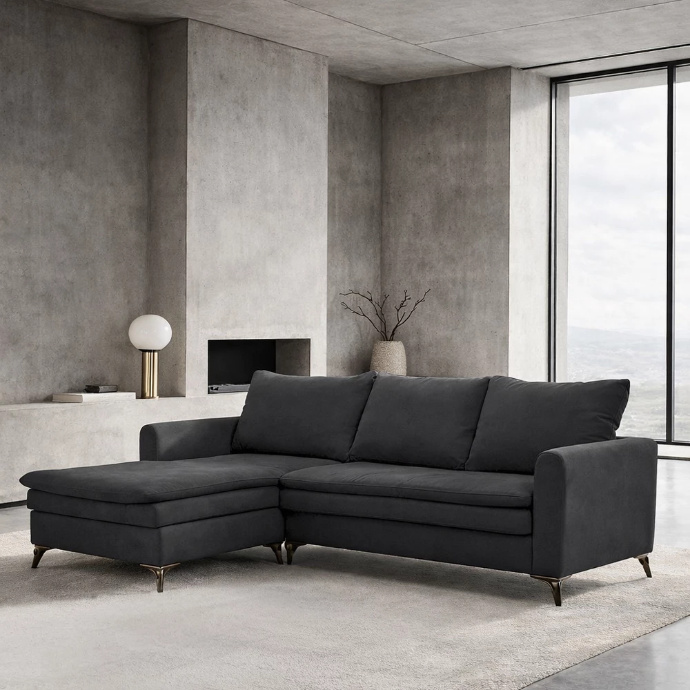 Kënd divani SCANDALO, antracit ASTI 15, 265x188x99cm, kënd i kthyeshëm
