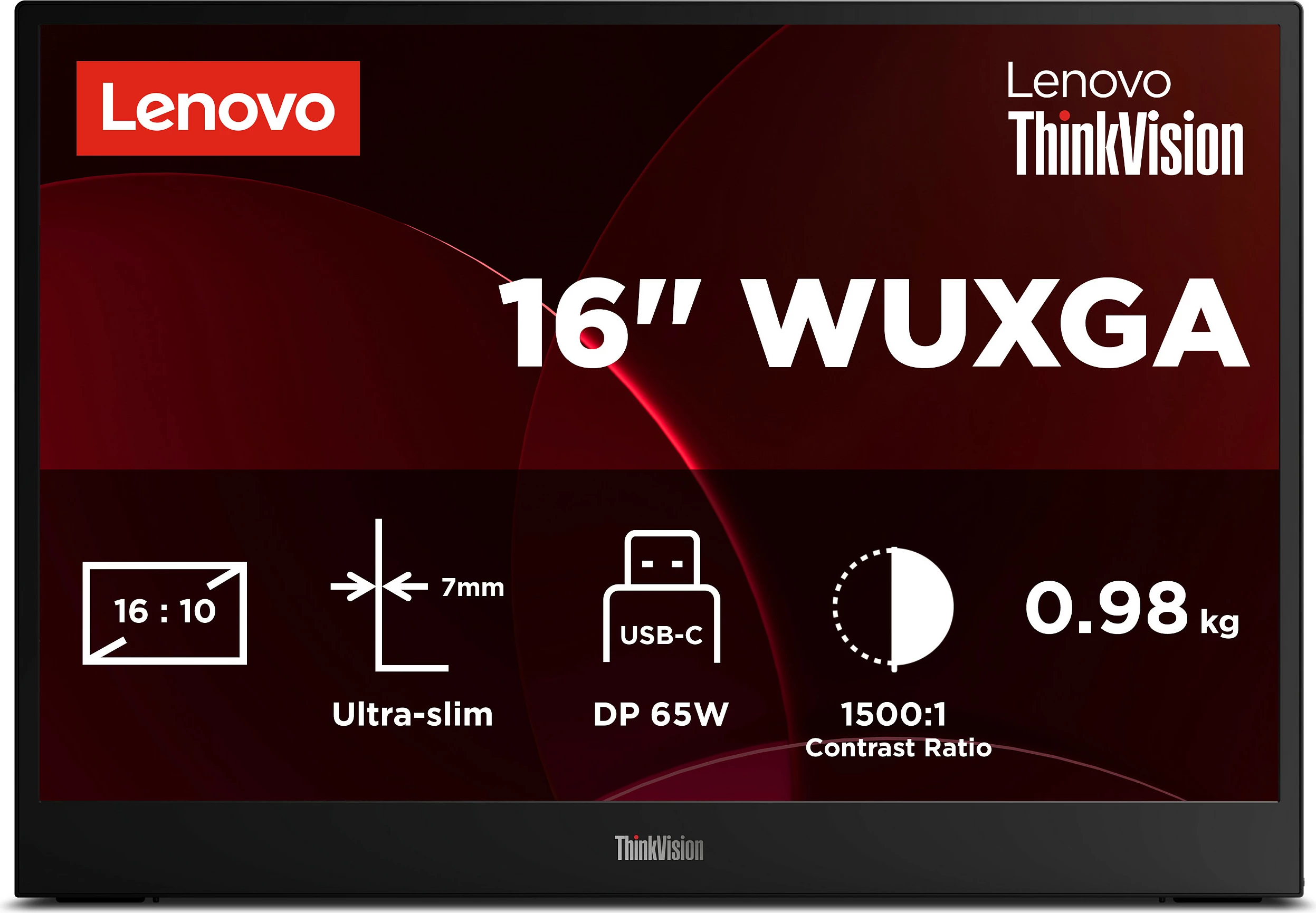 Monitor Lenovo ThinkVision 64BFUAT1WL, 16", WUXGA 1920x1200, IPS, 60Hz, i zi