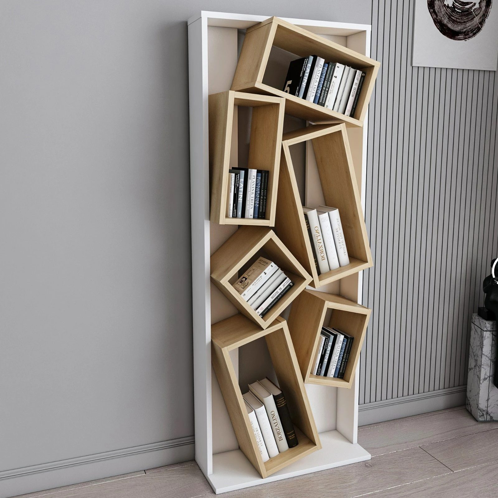 Raft librash Hanah Home, Carmen, i bardhë dhe lis