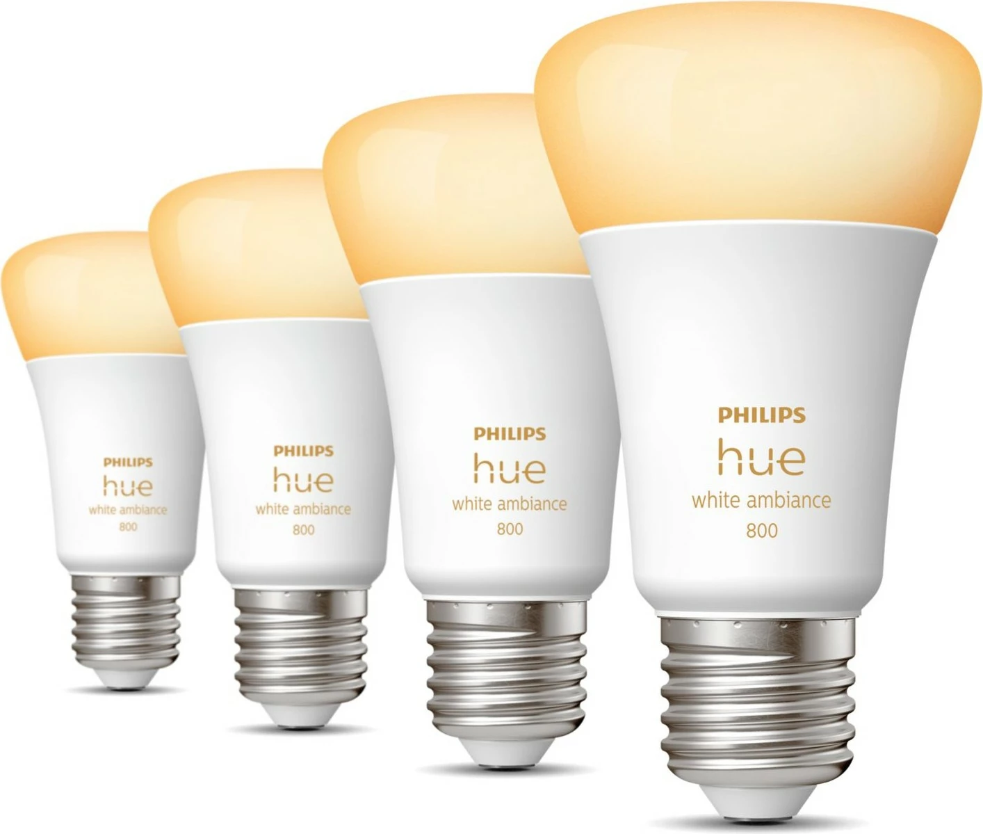Llambë smart Philips Hue White ambience 4-pack E27, Bluetooth/Zigbee, LED, E27, A60, Bardhë
