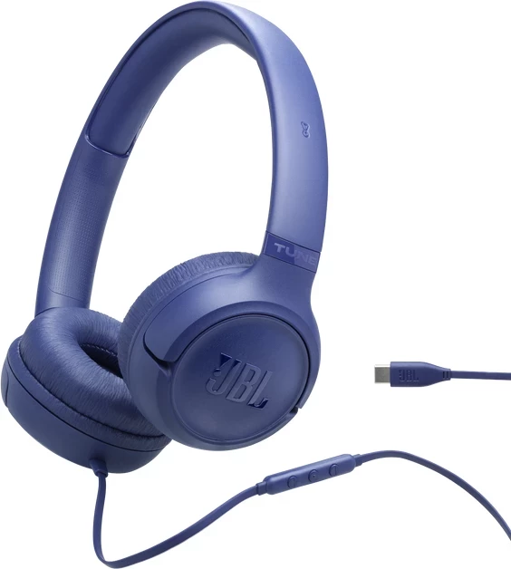 Kufje JBL Tune 530C USB‑C me kabllo, Pure Bass, me mikrofon, On‑ear, Blu