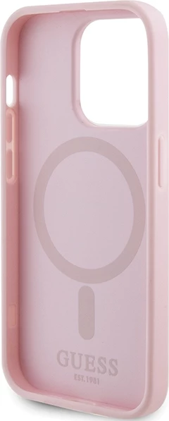 Mbështjellës Guess GUHMP14XPSAHMCP për iPhone 14 Pro Max, Saffiano MagSafe, rozë