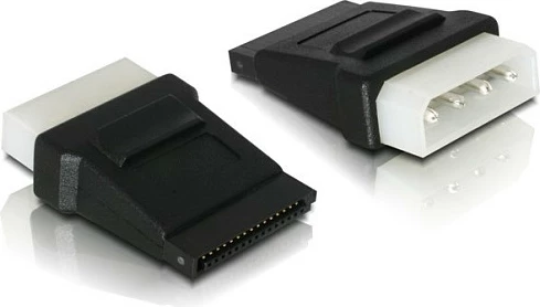 Adapter rryme DeLOCK SATA 15-pin në Molex 4-pin, i zi