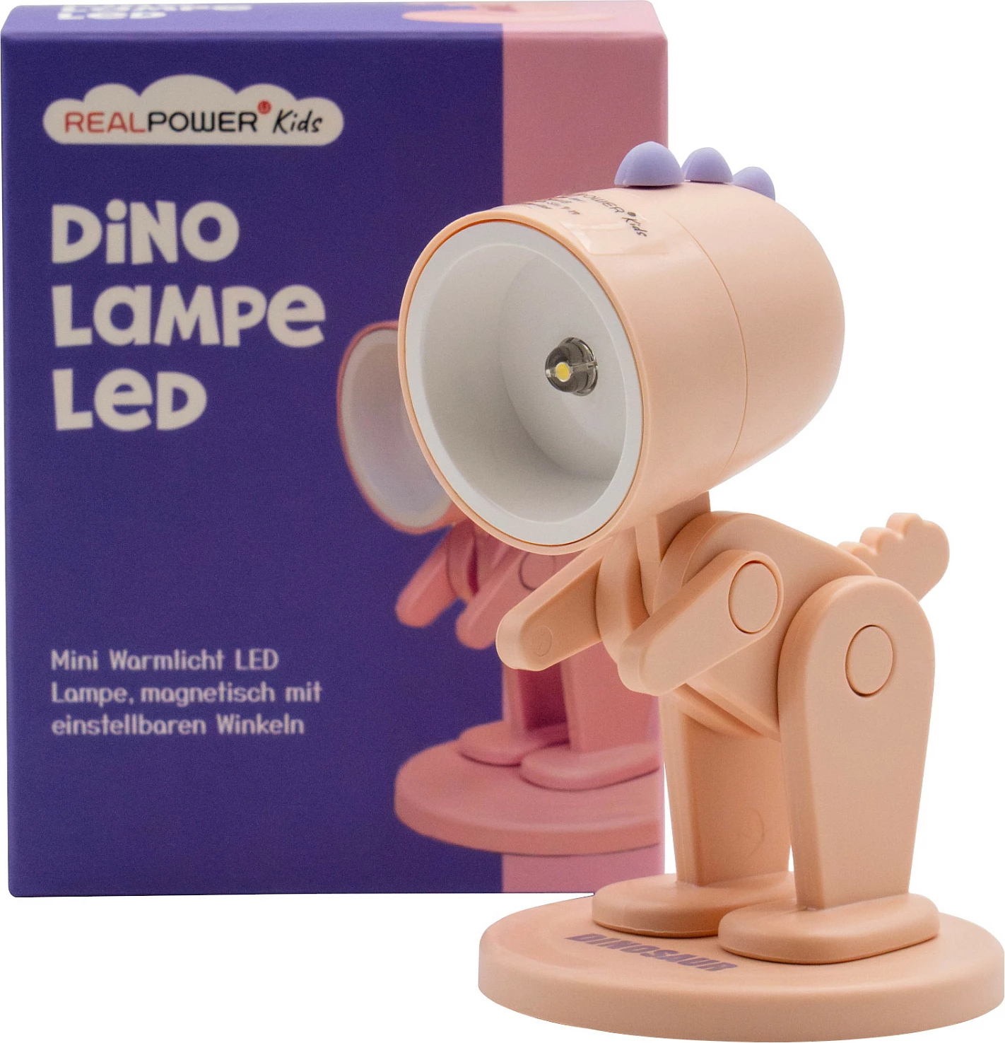 Llambë dore LED RealPower Dino, me bazë, bateri LR41, rozë