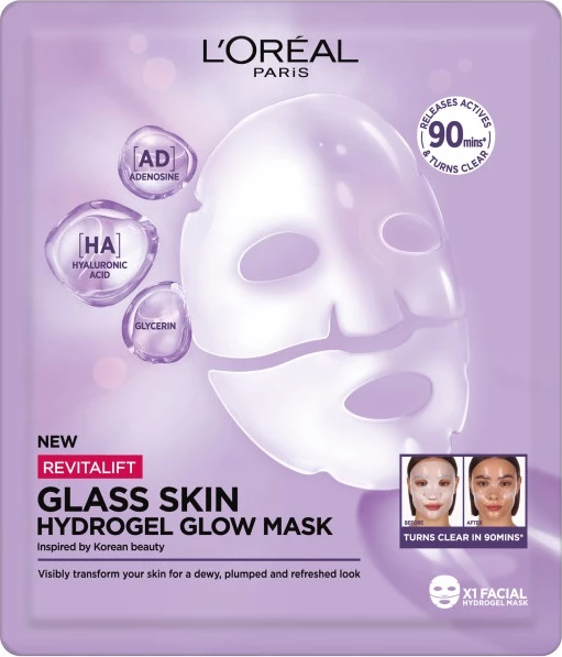Maskë për fytyrë për femra L'Oreal Paris Revitalift Filler Glass Skin Brightening and Hydrating Hydrogel Mask 25g
