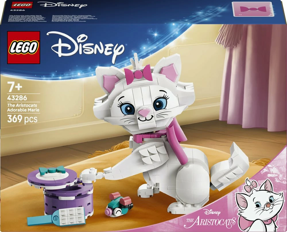 Set ndërtimi LEGO Disney Aristocats Adorable Marie 43286, 369 copë, 7+, bardhë/rozë