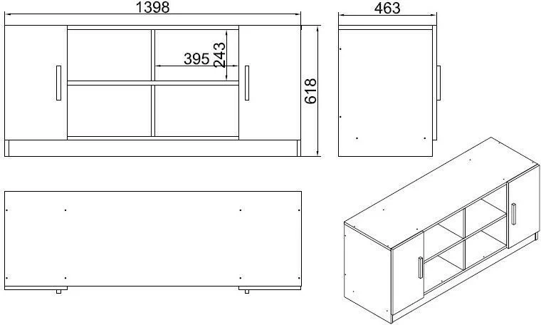 Dollap multifunksional, ngjyrë lisi dhe e zezë, Hanah Home, Vo6-Ob