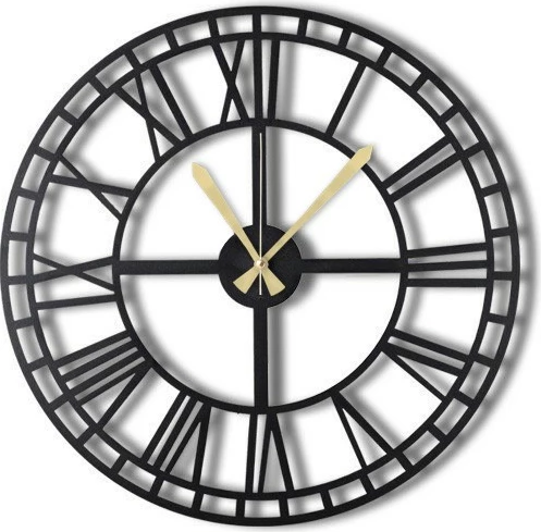Orë muri dekorative prej metali, Wallity, WATCH-038, e zezë, 70x70cm