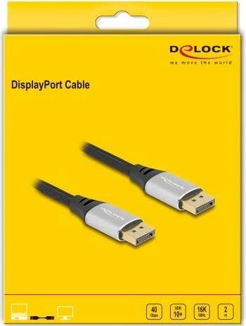 Kabllo DisplayPort DeLOCK 16K 60Hz 2m argjendtë