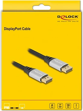Kabllo DisplayPort DeLOCK 16K 60Hz 2m argjendtë