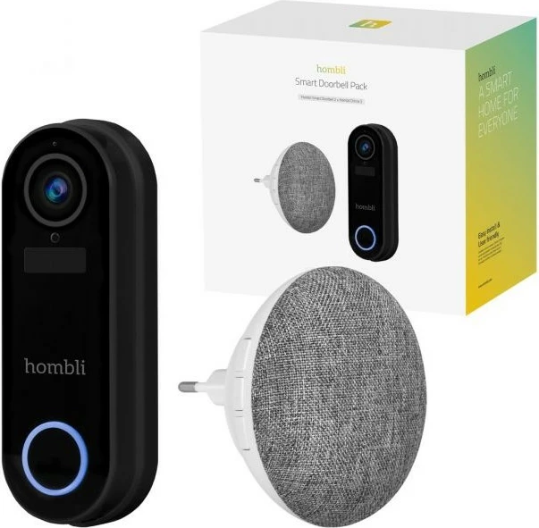 Zile e mençur Hombli Smart Doorbell Pack, e zezë, e bardhë, IP65, 2-way
