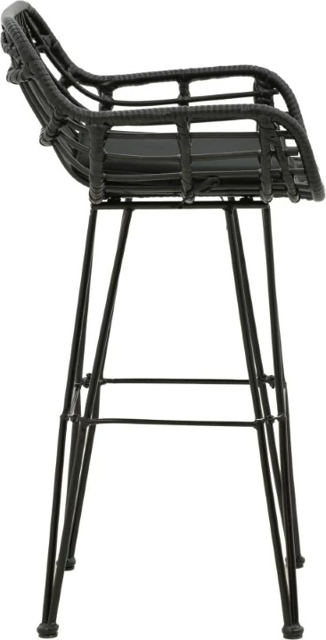 Karrige për bar Naoki me jastëk pe ngjyrë zezë-metal këmbë zezë 52x50x90cm