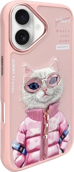 Mbështjellës Nimmy Cool&Cute 2.0 Cat për iPhone 16 6.1", hardcase, Rozë