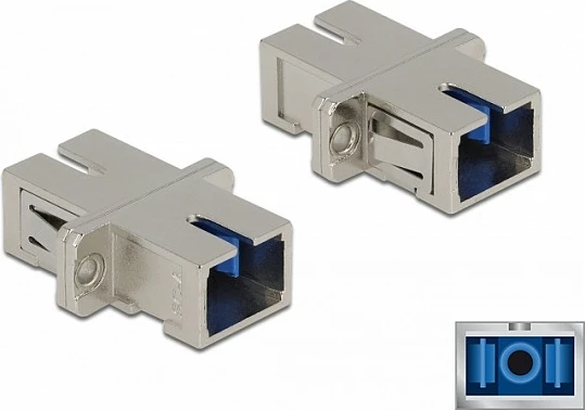 Kuplues fibër optike DeLOCK SC Simplex femër-femër, single-mode, metal, argjendtë
