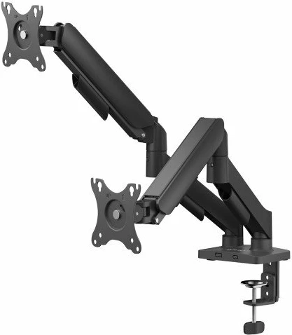 Mbajtëse tavoline për 2 monitorë Savio UM-04 17-32", VESA 75x75/100x100, me gas spring, e zezë