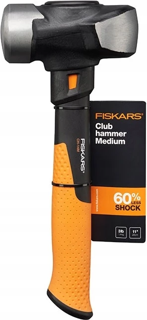Çekiç i rrumbullakët Fiskars, 3 Ib/11, M, zezë/ portokalli