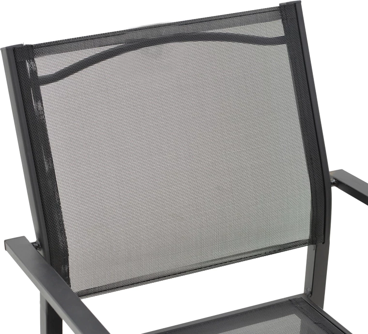 Karrige për kopsht Confidence metal i zi dhe textilene e zezë 54x54x86cm