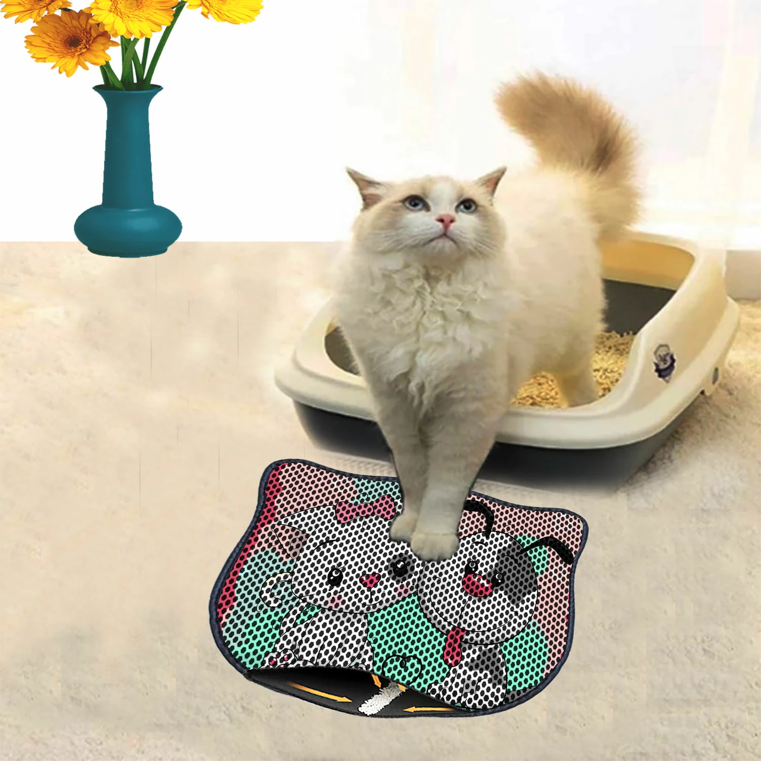 Tapet për rërë mace, shumëngjyrësh, Paws & Whiskers, Kdkafa0067, 40x50cm