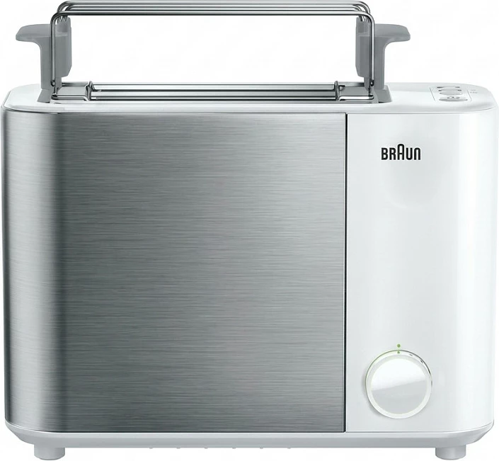 Toster Braun HT 5015 WH, për 2 feta, me raft ngrohës, i bardhë/argjend