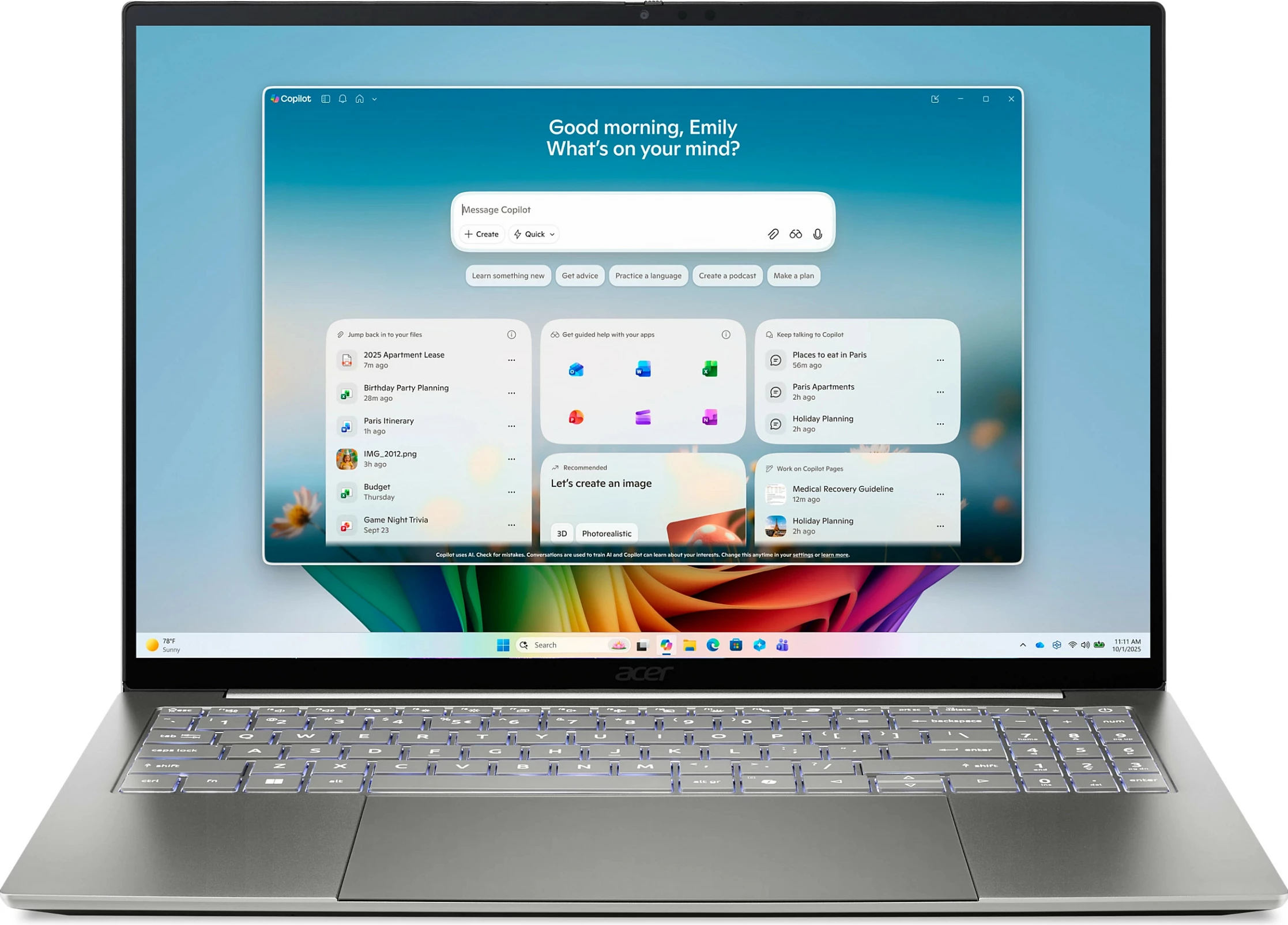 Laptop Acer Swift 16 AI SF16-71T-993G, CU X9 388H, 32GB RAM, 1TB SSD, 16" Touch, Windows 11 Home, gri/argjendtë