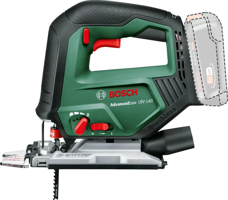 Sharrë tifo Bosch AdvancedSaw 18V-140, 18V, bateri Li-Ion 2.0Ah, me koffer, zi/gjelbër