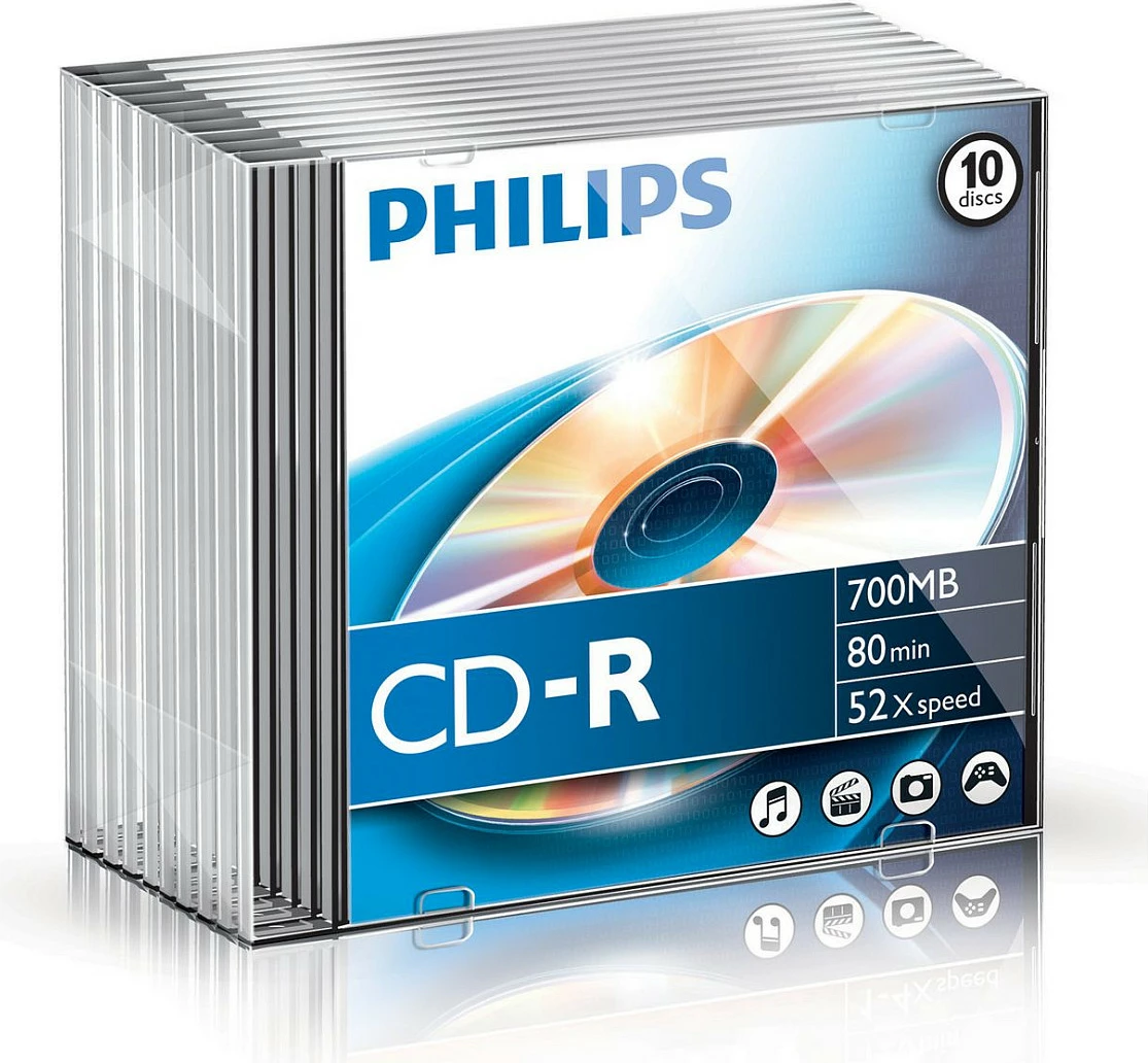 Disqe CD-R Philips 80min 700MB 52x, paketë 10 copë