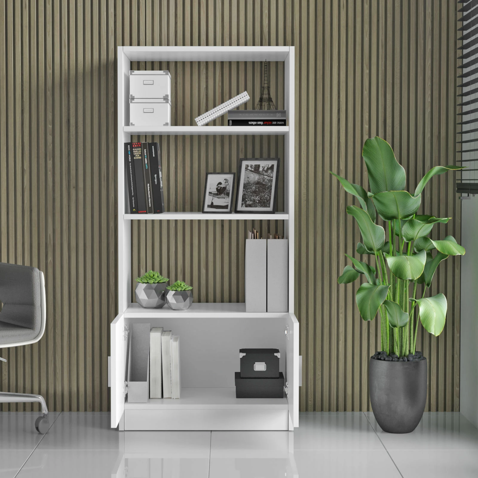 Raft librash Hanah Home, Vo4-W, i bardhë