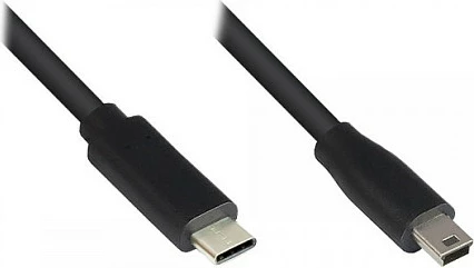 Kabllo USB GoodConnections USB 2.0, USB-C në Mini USB-B 5-pin, 5m, e zezë