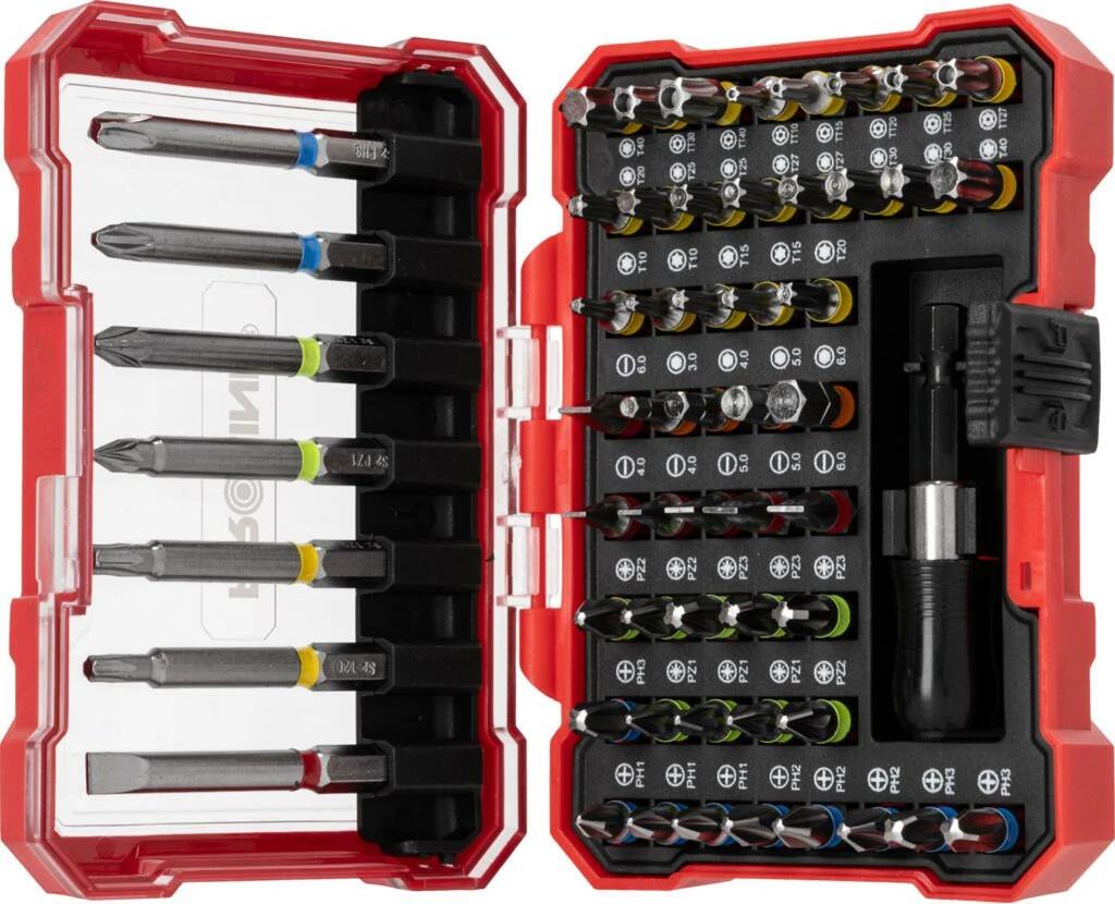 Set bitash dhe kaçavidë me dorezë PROLINE 10720, 57 copë, kuqe