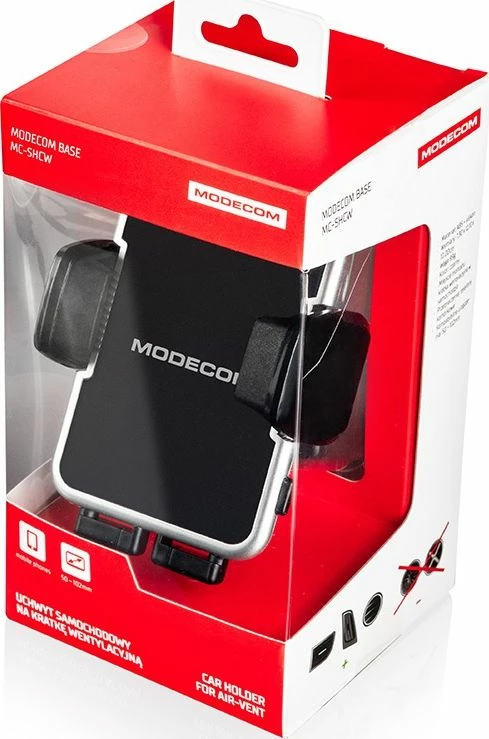Mbajtëse celulari për veturë Modecom UT-MC-SHCW-01, kapëse për grilë ventilimi, 4.0-6.9\", rrotulluese 360°, argjend