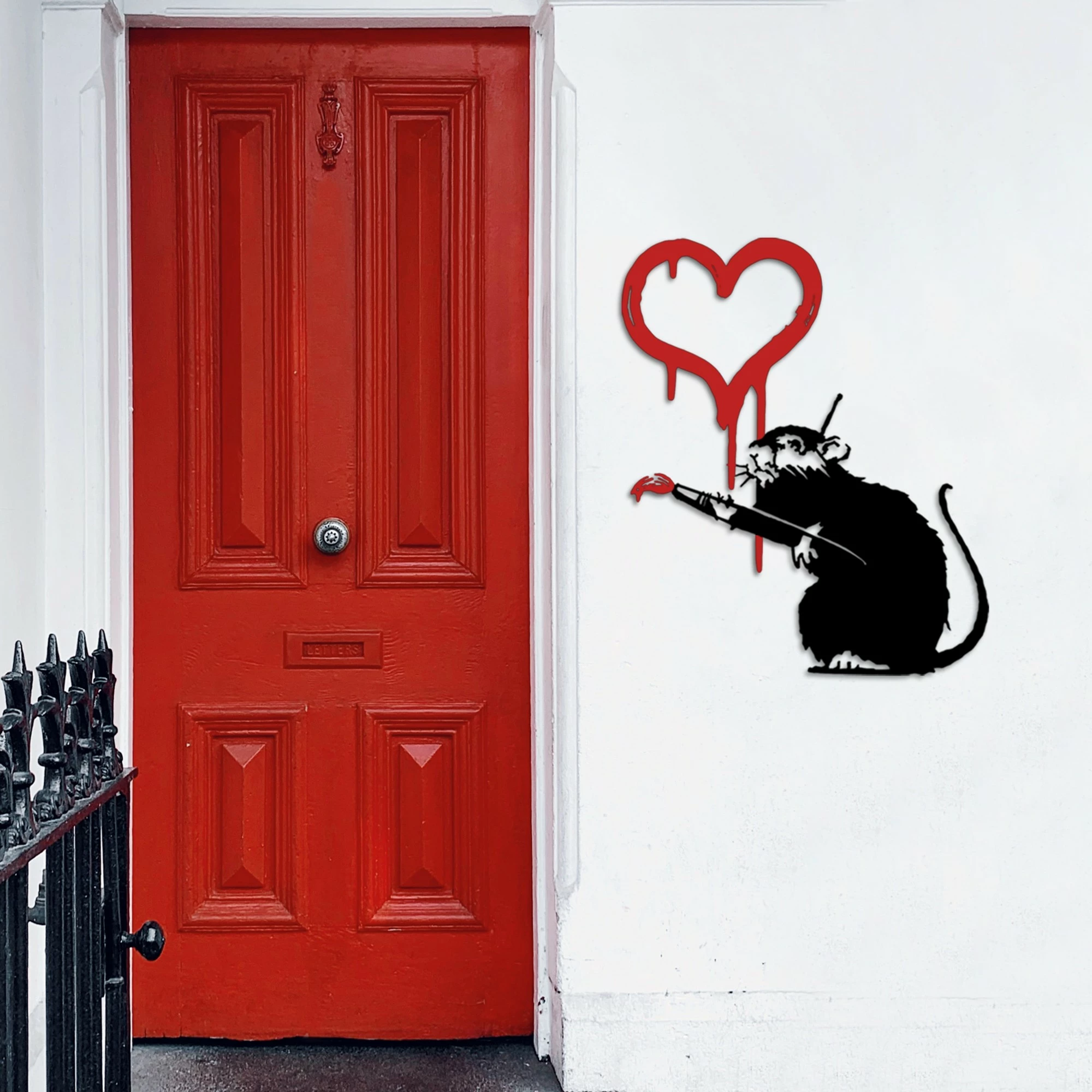 Aksesor dekorativ metalik për mur, Banksy Metal 08, ngjyrë e bardhë, 60x70cm