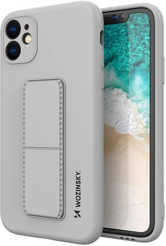 Mbështjellës silikon për iPhone 11 Pro Wozinsky Kickstand Case, gri