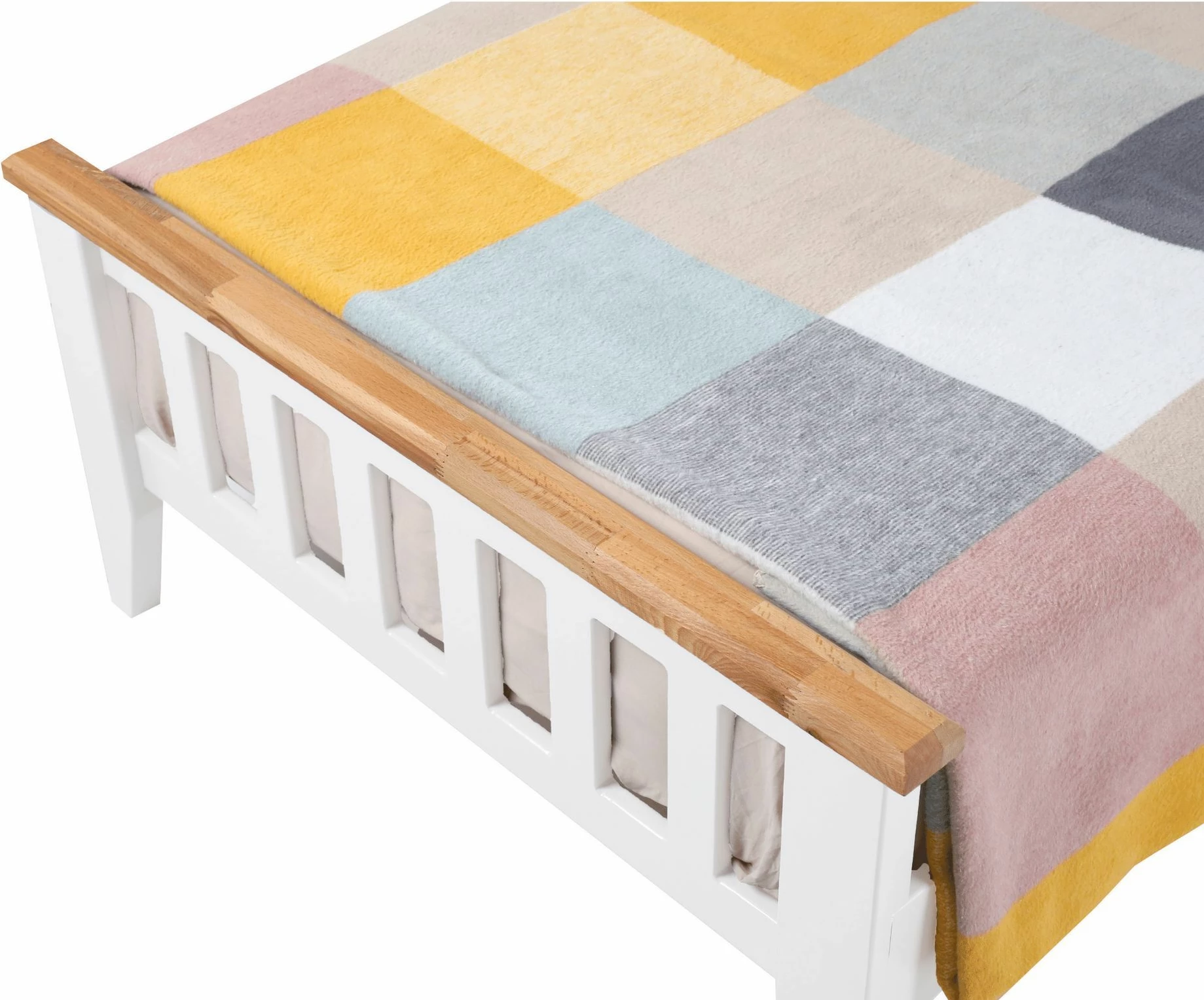 Krevat dopio Skye Decor, stil modern country, 160x200, ngjyrë e bardhë dhe lis