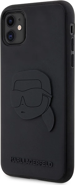 Mbështjellës Karl Lagerfeld KLHCN613DRKNK për iPhone 11/XR 6.1", hardcase, Rubber Karl Head 3D, zi
