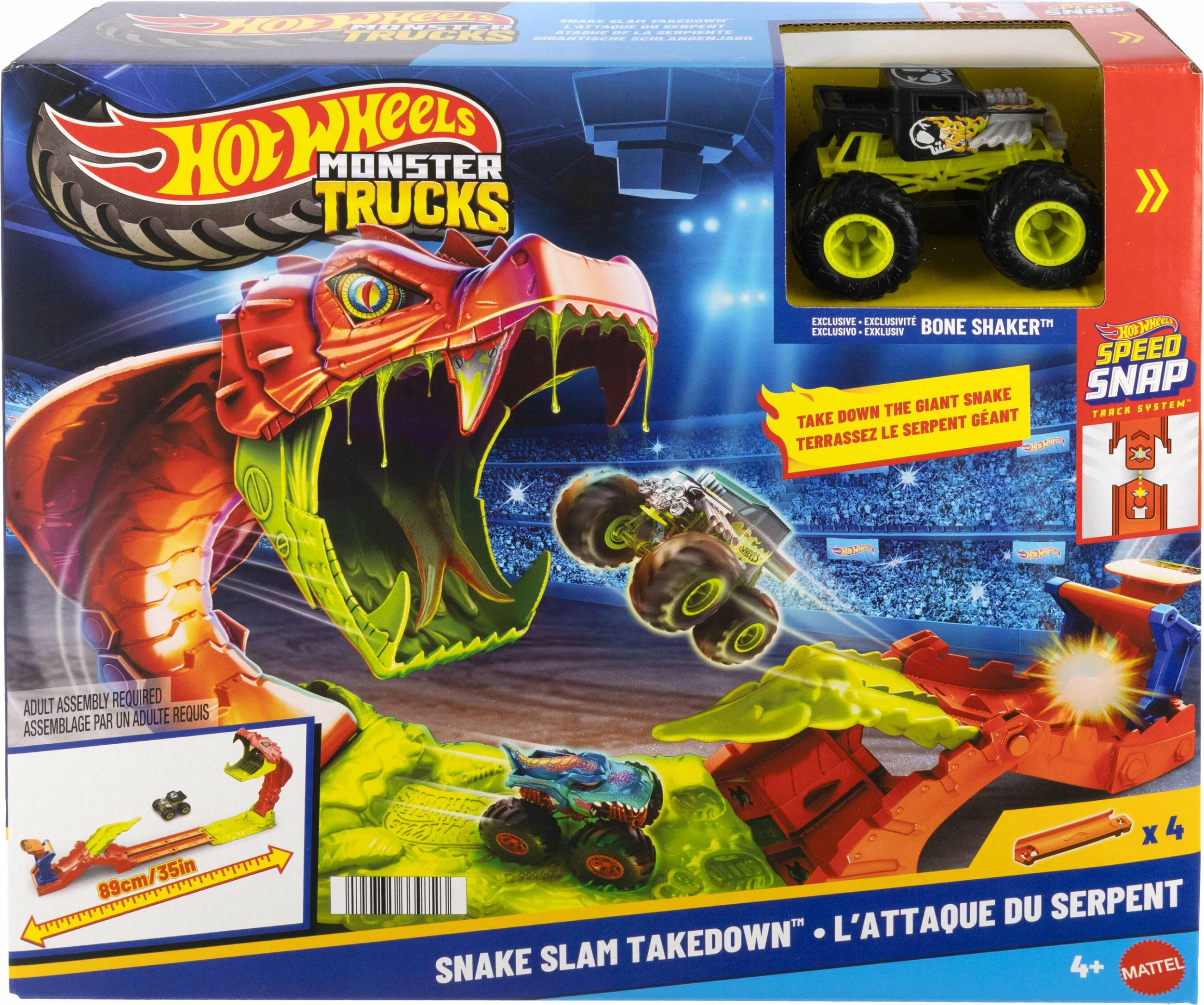 Set pistë makinash Hot Wheels Monster Truck JJN44, shkallë 1:64, me launcher dhe 1 makinë Bone Shaker
