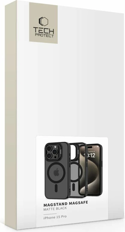 Mbështjellës Tech-Protect MagStand për iPhone 15 Pro, MagSafe, i zi