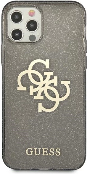 Mbështjellës Guess GUHCP12LPCUGL4GBK për iPhone 12 Pro Max 6.7", i fortë, Glitter 4G Big Logo, i zi