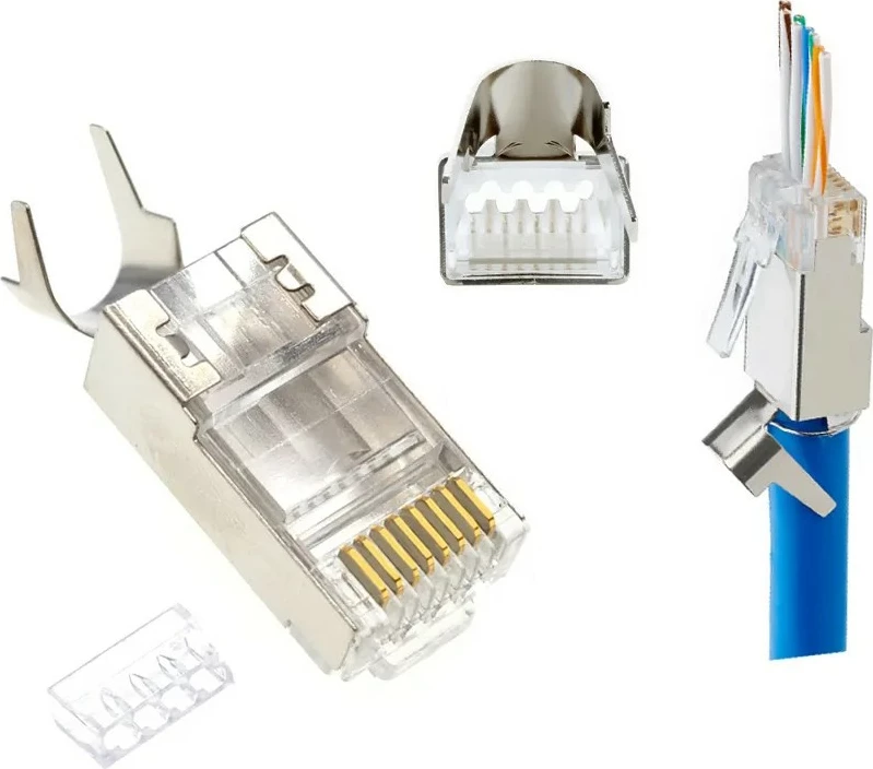 Konektor RJ-45 Gembird LC-PTF7-01/50 CAT7 i blinduar pass-through, 50 copë, i bardhë