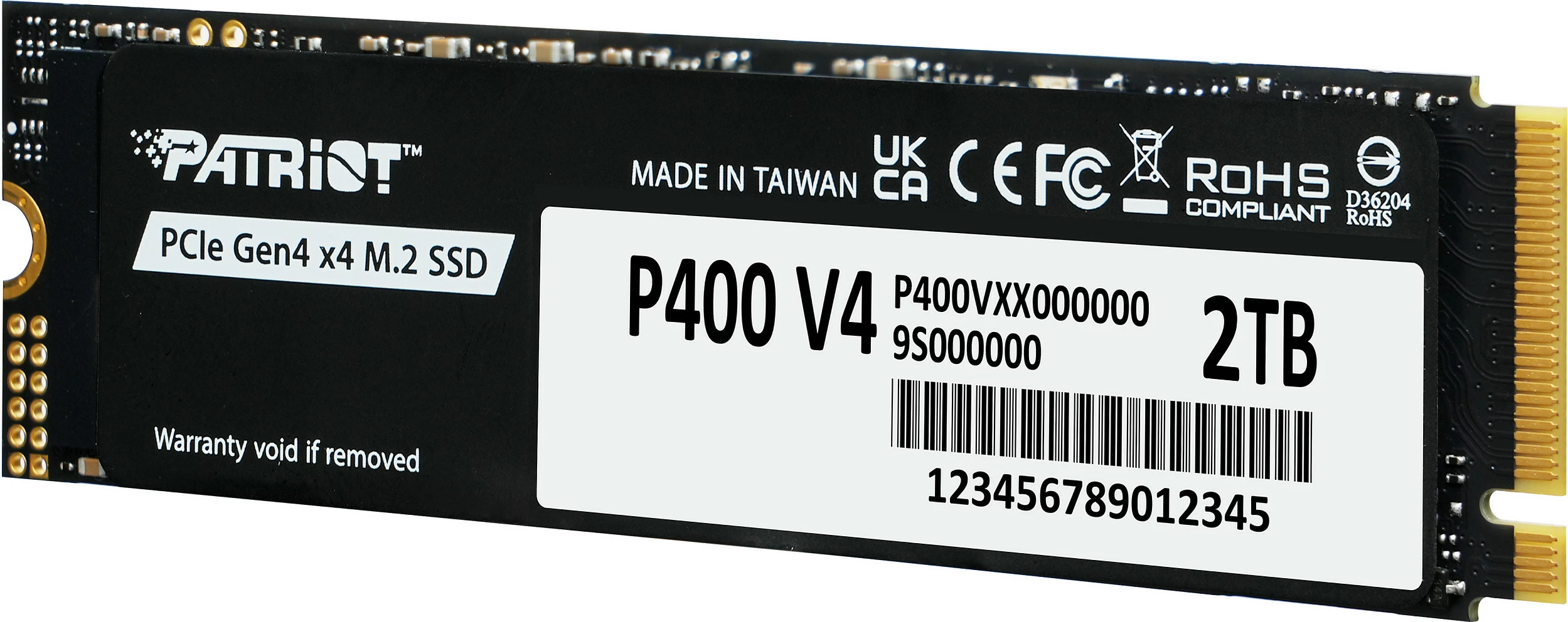SSD Patriot P400 V4 2TB, M.2 NVMe PCIe 4.0 x4 2280, e zezë